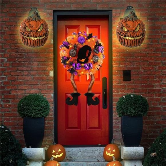 Halloween Decor Pumpkin Porch Light Covers, 2 Pcs Halloween Porch Light Covers - Picture 6 of 7